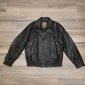 Vtg Leather  Bomber Authentic Alder Black Leather Jacket